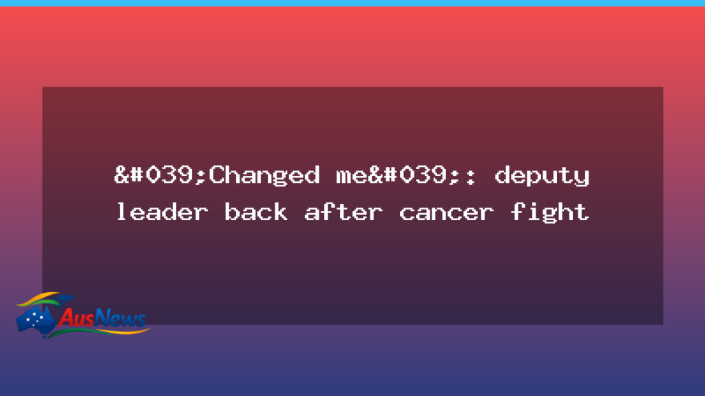 Western Australia’s deputy premier returns to duty after cancer battle - western australia 8217