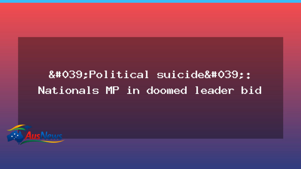 Nationals leadership under pressure as Joyce teases recruit amid Littleproud bid - nationals leadership under