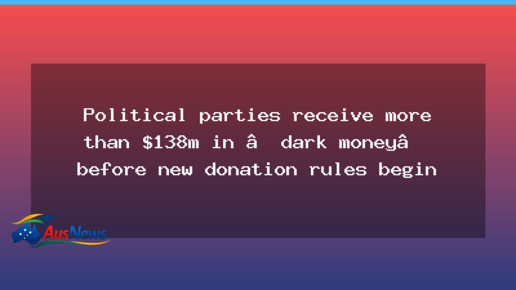 Dark money donations hit record ahead of Australian disclosure rules - dark money donations
