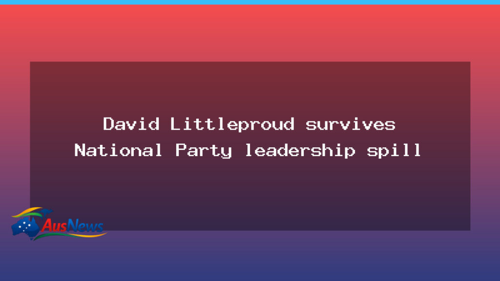 David Littleproud withstands Nationals leadership challenge as talks loom - david littleproud withstands
