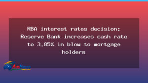 RBA cash rate rise to 3.85% signals tighter times for borrowers - rba cash rate