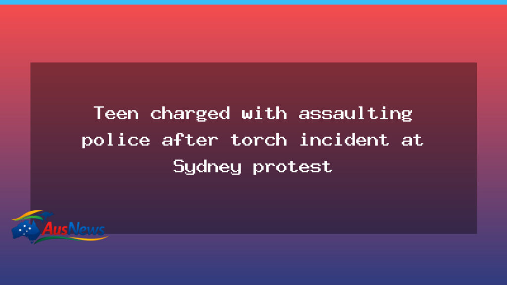 Teen charged with assaulting police after torch incident at Sydney protest - teen charged assaulting